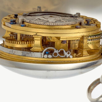 A Dutch verge watch in a silver repousse cast case Circa 1730