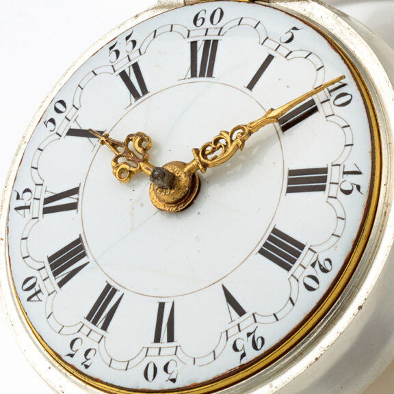 A Dutch verge watch in a silver repousse cast case Circa 1730 A Dutch verge watch in a silver repousse cast case Circa 1730