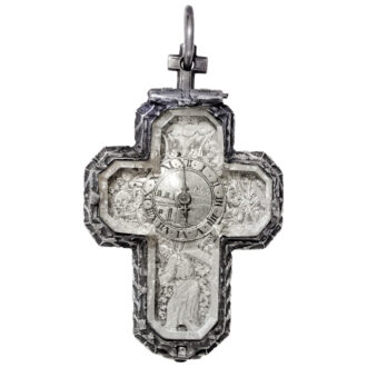 Swiss metal, silver and rock crystal crucifix-form watch Circa 1630