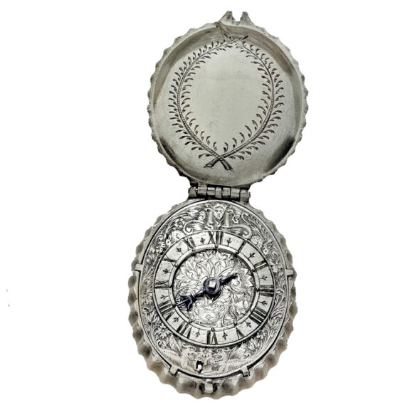 Rare Swiss silver scallop form pendant watch Circa 1650 Rare Swiss silver scallop form pendant watch Circa 1650
