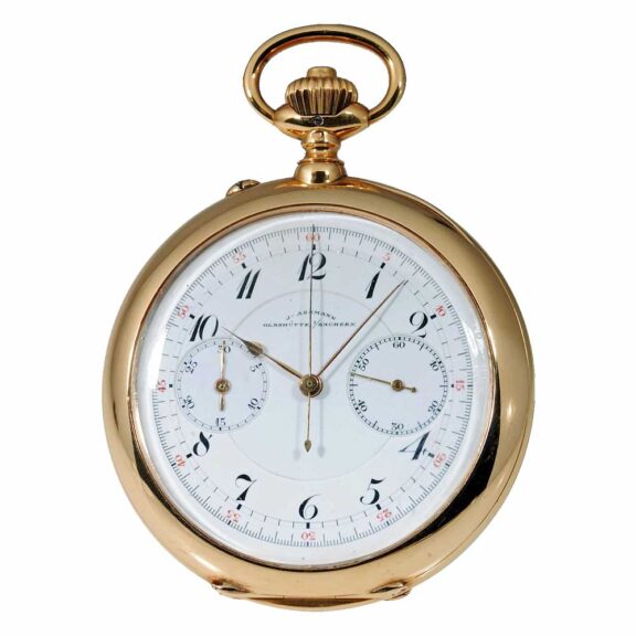 German gold Glashütte watch with chronograph Circa 1913