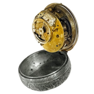 Early Swiss niello silver verge watch with automaton Circa 1700