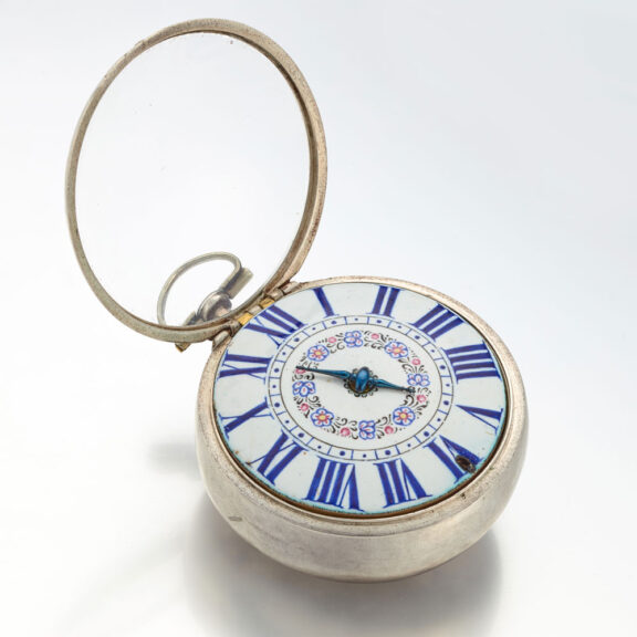 An early English silver verge watch with portrait Circa 1695 An early English silver verge watch with portrait Circa 1695