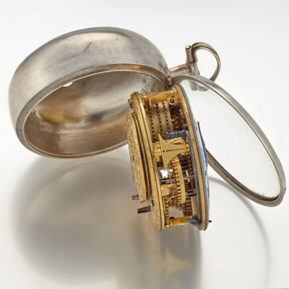 An early English silver verge watch with portrait Circa 1695 An early English silver verge watch with portrait Circa 1695