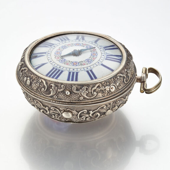 An early English silver verge watch with portrait Circa 1695 An early English silver verge watch with portrait Circa 1695