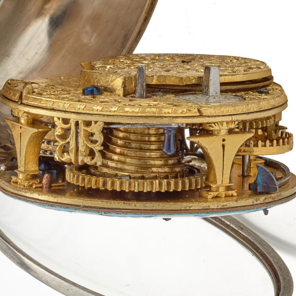 An early English silver verge watch with portrait Circa 1695 An early English silver verge watch with portrait Circa 1695