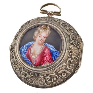 Early English silver verge watch with portrait Circa 1695
