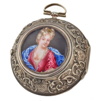 Early English silver verge watch with portrait Circa 1695