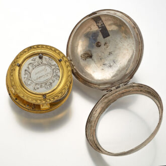 An early English verge watch with mock pendulum Circa 1720 An early English verge watch with mock pendulum Circa 1720