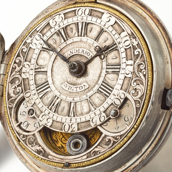 An early English verge watch with mock pendulum Circa 1720 An early English verge watch with mock pendulum Circa 1720
