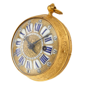 A gilt pocket watch with very thick relief case Circa 1715