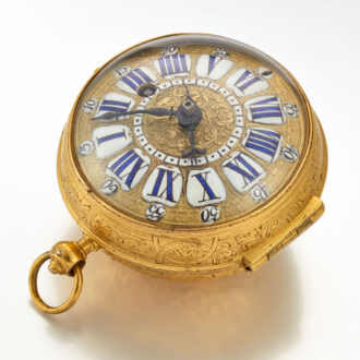 A gilt pocket watch with very thick relief case Circa 1715