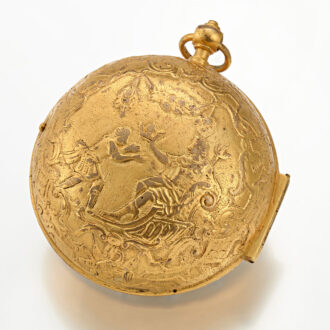 A gilt pocket watch with very thick relief case Circa 1715