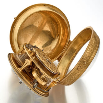A gilt pocket watch with very thick relief case Circa 1715