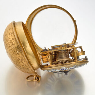 A gilt pocket watch with very thick relief case Circa 1715