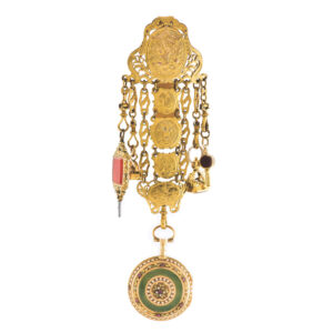 French gold enamel ruby and pearl set pendant watch Circa 1770