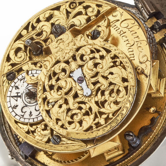 A Dutch verge pocket watch with champleve dial Circa 1700 A Dutch verge pocket watch with champleve dial Circa 1700