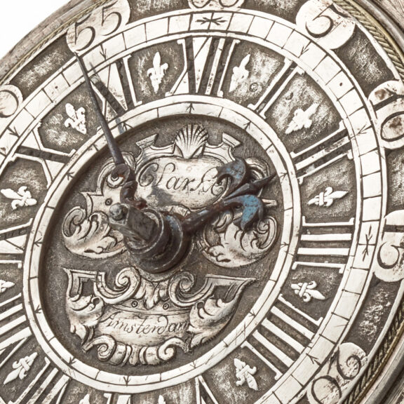 A Dutch verge pocket watch with champleve dial Circa 1700 A Dutch verge pocket watch with champleve dial Circa 1700