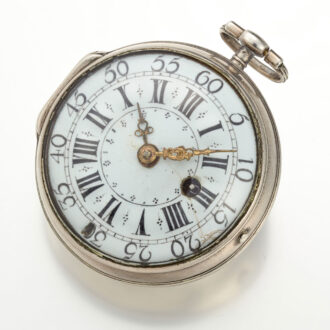 A French oignon with enamel dial in a silver case Circa 1715