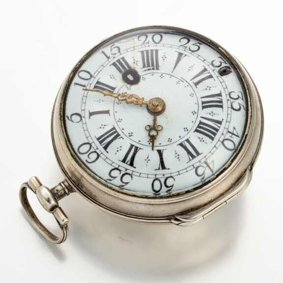A French oignon with enamel dial in a silver case Circa 1715 A French oignon with enamel dial in a silver case Circa 1715