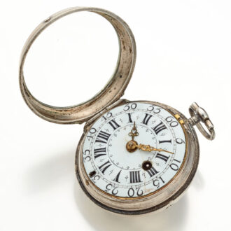 A French oignon with enamel dial in a silver case Circa 1715