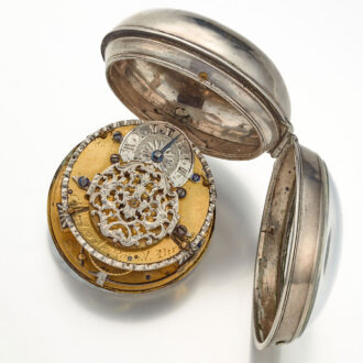 A French oignon with enamel dial in a silver case Circa 1715