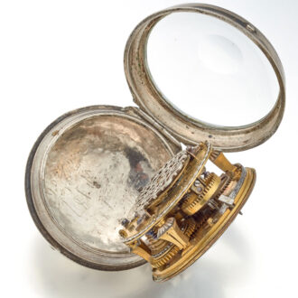 A French oignon with enamel dial in a silver case Circa 1715