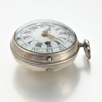 A French oignon with enamel dial in a silver case Circa 1715