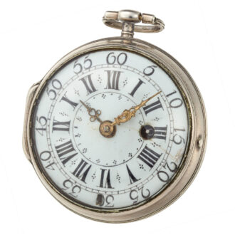 A French oignon with enamel dial in a silver case Circa 1715