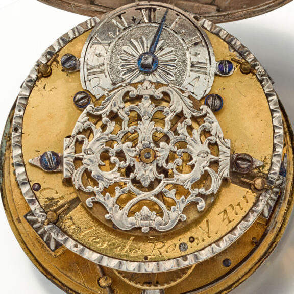 A French oignon with enamel dial in a silver case Circa 1715 A French oignon with enamel dial in a silver case Circa 1715