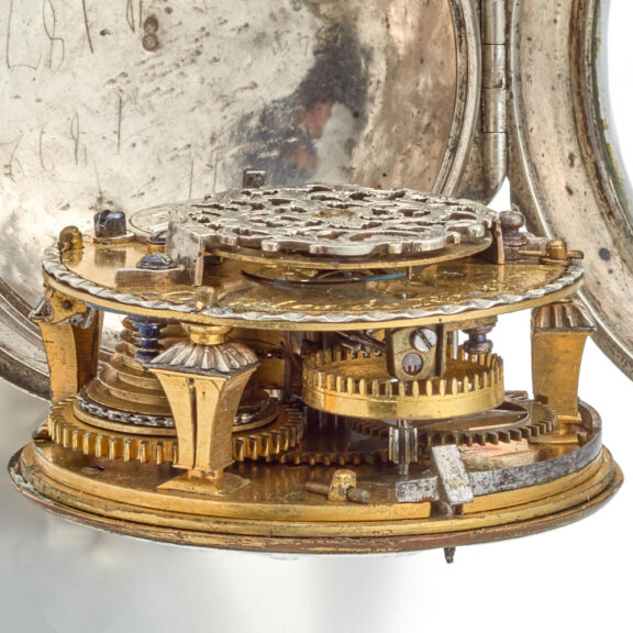 A French oignon with enamel dial in a silver case Circa 1715 A French oignon with enamel dial in a silver case Circa 1715