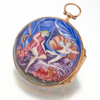 A 18 carat gold polychrome enamel painted verge Circa 1760