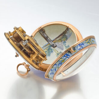 A 18 carat gold polychrome enamel painted verge Circa 1760