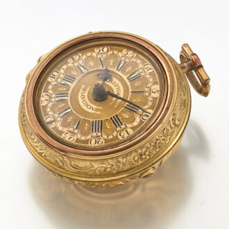 English verge with chatelaine in repousse pair cases Circa 1750