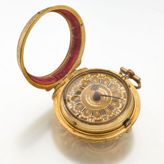 English verge with chatelaine in repousse pair cases Circa 1750