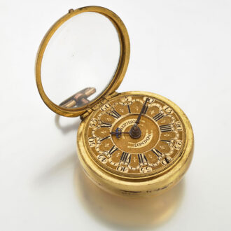 English verge with chatelaine in repousse pair cases Circa 1750