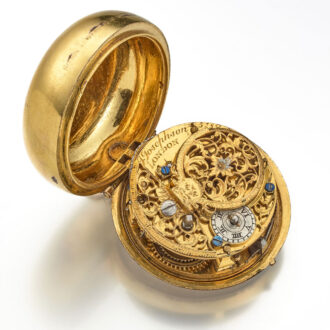 English verge with chatelaine in repousse pair cases Circa 1750