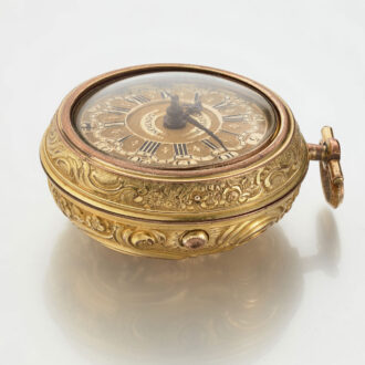 English verge with chatelaine in repousse pair cases Circa 1750