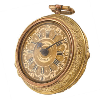 English verge with chatelaine in repousse pair cases Circa 1750