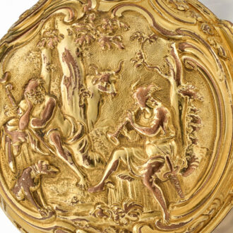 English verge with chatelaine in repousse pair cases Circa 1750