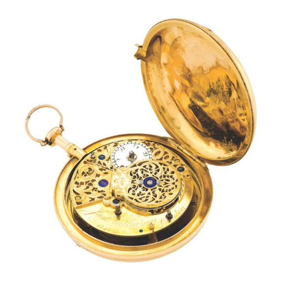 Fine English gold pocket watch with ruby cylinder escapement Circa 1780