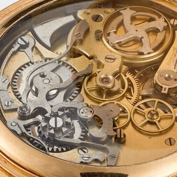 A Swiss 18k gold complicated lever pocket watch Circa 1900 A Swiss 18k gold complicated lever pocket watch Circa 1900