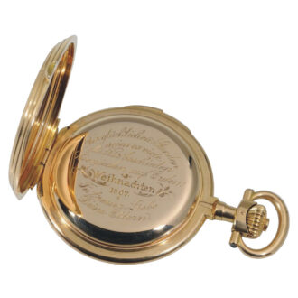 German gold hunting cased minute repeating lever Circa 1907 German gold hunting cased minute repeating lever Circa 1907