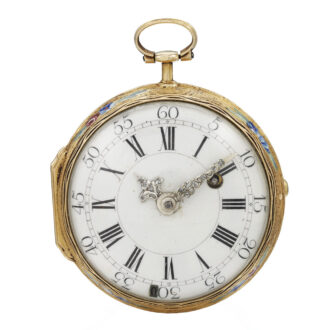 A GOLD AND ENAMEL VERGE WATCH CIRCA 1750