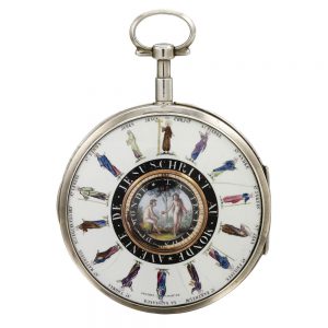 French silver double dialled day and date watch Circa 1780
