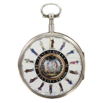 French silver double dialled day and date watch Circa 1780
