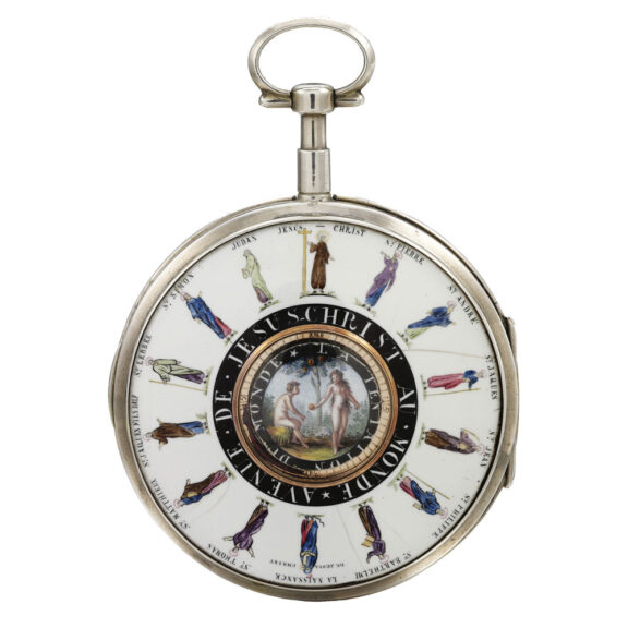 French silver double dialled day and date watch Circa 1780