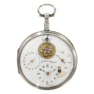 French silver double dialled day and date watch Circa 1780