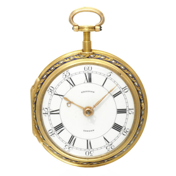English gold and enamel verge pocket watch Circa 1760 English gold and enamel verge pocket watch Circa 1760