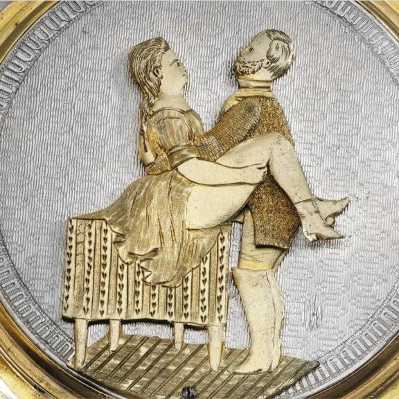 English gold erotic quarter repeating automaton Circa 1900 English gold erotic quarter repeating automaton Circa 1900